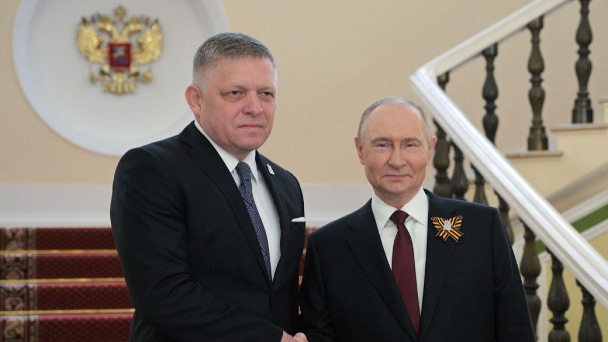 Slovak protesters condemn PM Robert Fico's Moscow visit to meet Russian President Vladimir Putin