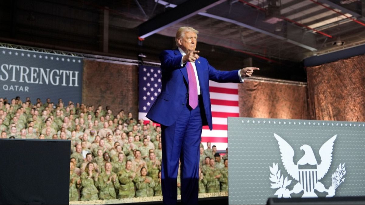 Trump singles out France over WWII victory celebrations as he addresses US troops stationed in Qatar