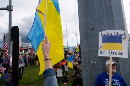 Protesters oppose Donald Trump's Alaskan summit with his Russian counterpart Vladimir Putin