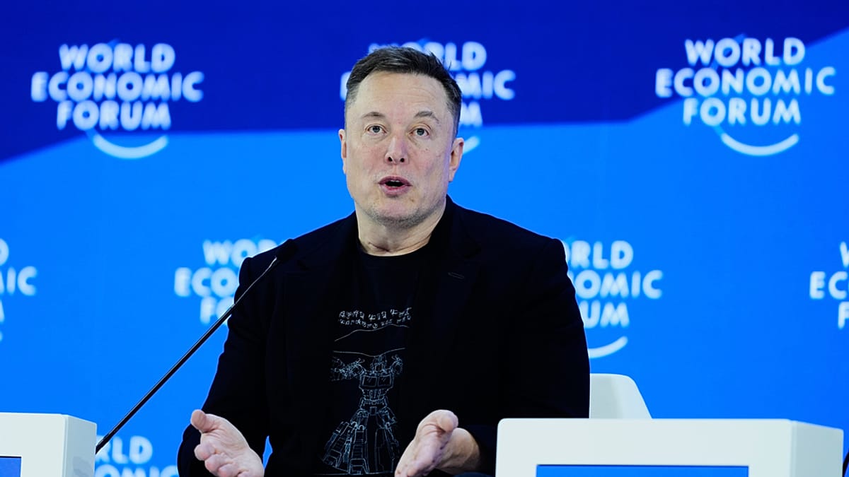 Elon Musk predicts robot-majority future in first Davos appearance